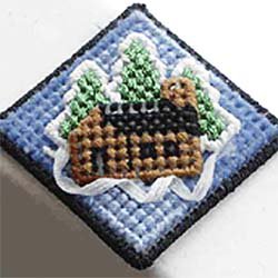 Log Cabin Plastic Canvas Pin