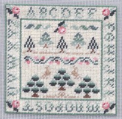 Miniature Silk Gauze Christmas Sampler