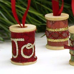 Wooden spool Christmas ornaments