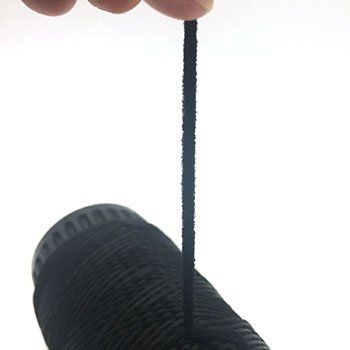 Kreinik Black Elastic Has a 3 to 1 stretch so you don't have to use as much when making masks