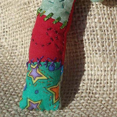 Crazy Quilt Candy Cane Ornament