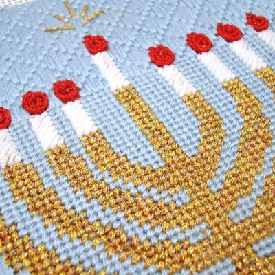 Stitch Guide for Traditional Menorah Painted Canvas