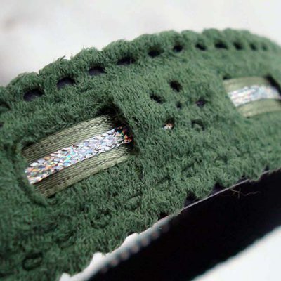 Made with Kreinik Ribbonholographic headband closeup