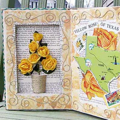 Use iron-on threads to decorate anything like altered books