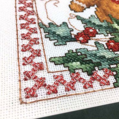 Stitch a design using the threads in the set