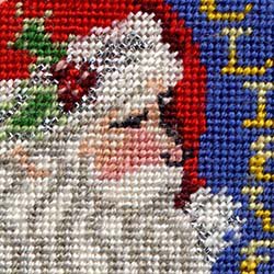 Stitch Santa in Kreinik threads on silk gauze