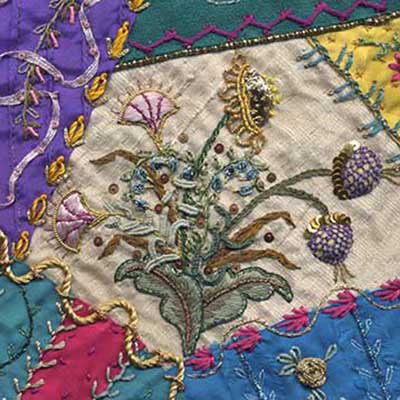 Use Silk Bella in any stitch on a crazy quilt