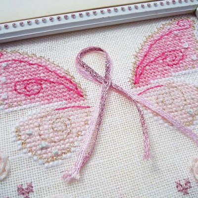 Kreinik metallic threads in ribbon embroidery