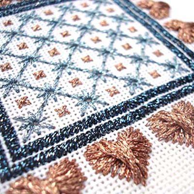 Kreinik Tapestry #12 Braid in needlepoint