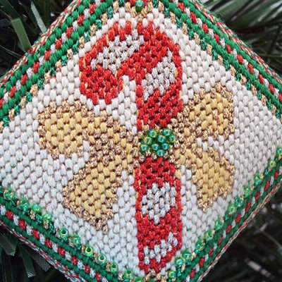 Candy Cane Needlepoint Ornament