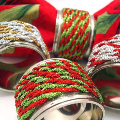 Made with the Kreinik Custom CorderHoliday Napkin Rings