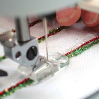 Use the couching foot on your sewing machine