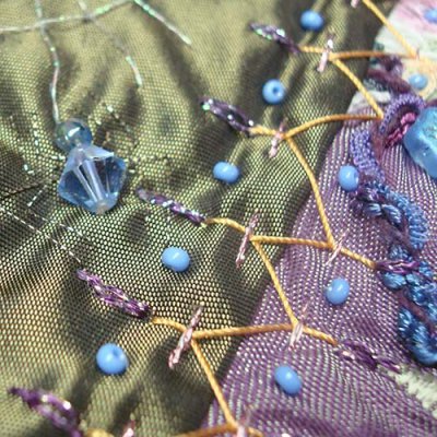 Crazy quilting with Kreinik Silk Bella