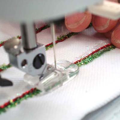 Use a couching foot on your sewing machine