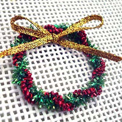 Facets + Green Micro Ice Chenille combine to create a wreath