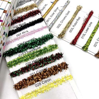 Actual swatches of Kreinik Micro Ice Chenille