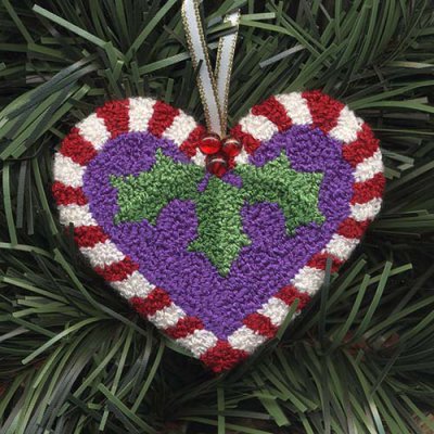 Candy Cane Heart Punchneedle