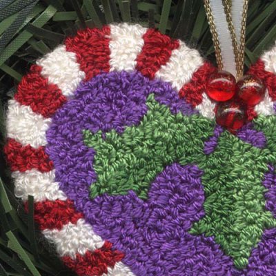 Candy Cane Heart Punchneedle