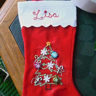 Iron-on Ribbon works great on dollar-store stockings