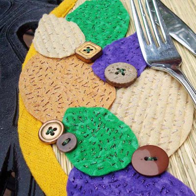 Embroidered with Kreinik threadsFab felt leaf placemat