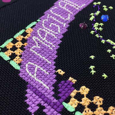 Kreinik Fine #8 Braid in cross stitch