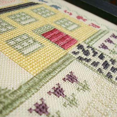 Silk Mori is used to make the grass area in this sampler