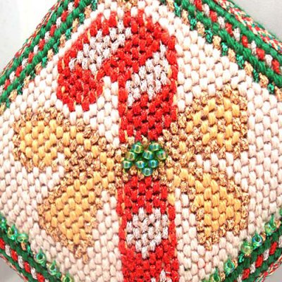 Candy Cane Needlepoint Ornament