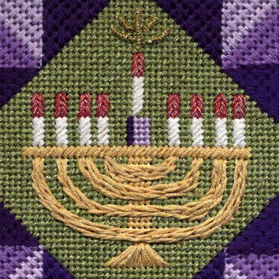 Stitch Guide for Quilt Block Menorah Painted Canvas