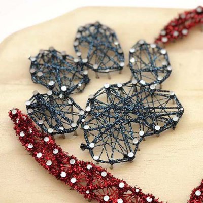 Kreinik Braids & Ribbons in string art