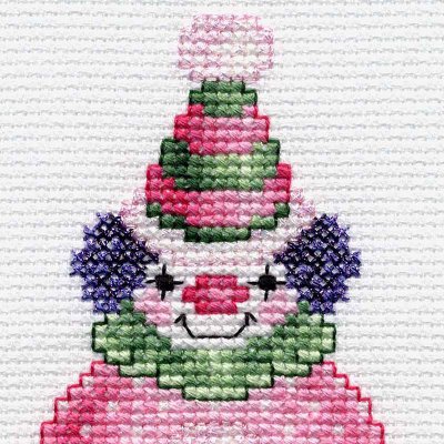 Cute clown cross stitch with Kreinik threads