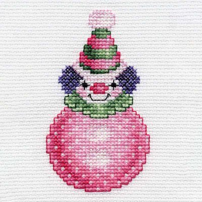 Cute clown cross stitch with Kreinik threads