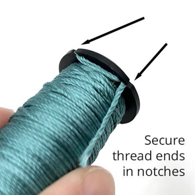 Secure thread ends in the notches