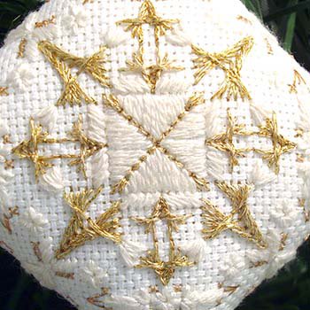 Star Lights Ornament #2 using Kreinik silk and metallic threads