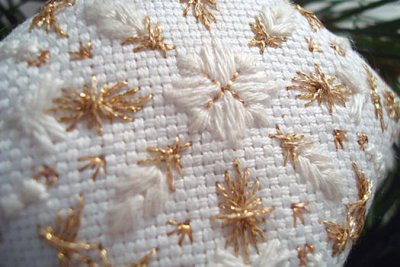 Stitch an instant heirloom with Kreinik silk and metallic threads