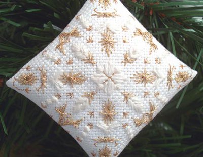 Stitch a classic ornament with Kreinik silk and metallic threads