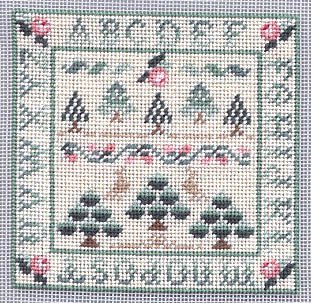 Miniature Silk Gauze Christmas Sampler