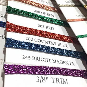 Kreinik 3/8" Trim has a bright metallic sheen