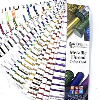 The Kreinik Metallic Color Card shows colors available in #32 Braid